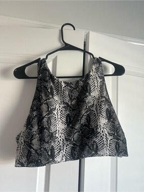 Aerie Black & White Snake Print High Neck Women's Bikini Top